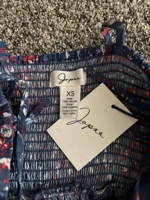 navy blue and red floral print mini dress with adjustable straps thumbnail 2