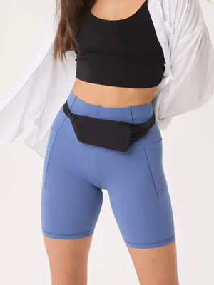 Aerie Offline Real Me XTRA Hold Up! Pocket Bike Shorts in Marbled Blue thumbnail 1