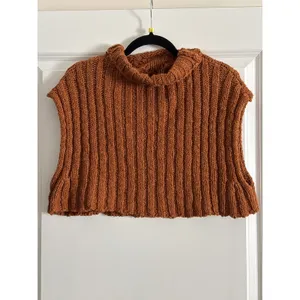 Free People Rust‎ Orange Sweater Vest Cowl Neck Cable Knit Cropped Small thumbnail 4
