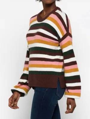 Madewell Striped Balloon Sleeved Crewneck Sweater thumbnail 1