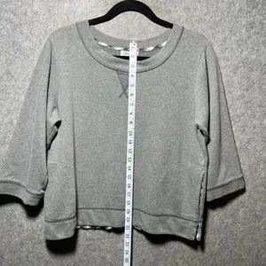 Olsenboye‎ Womens Gray Plaid Trim 3/4 Sleeve Sweatshirt Pockets Large Pullover thumbnail 4