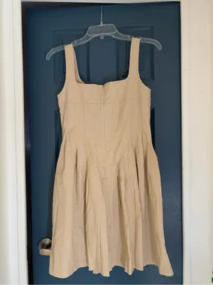 NWT Idem Ditto Khaki Square Neck Pleated Corset Style Mini Dress – Small thumbnail 3