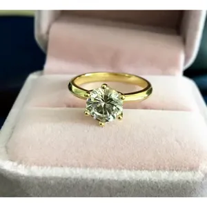 Boutique NEW 2 Ct Solitaire Simulated Diamond 14k Gold Plated S925‎ Engagement Ring thumbnail 11