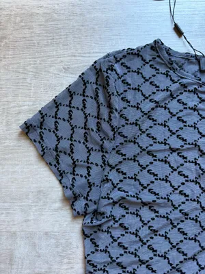NWT White Fox All For Attention Monogram Sheer Short Sleeves Charcoal Top Size M thumbnail 4