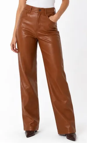 Abercrombie & Fitch The 90s Straight Ultra High Rise Vegan Leather Pants 0s thumbnail 1