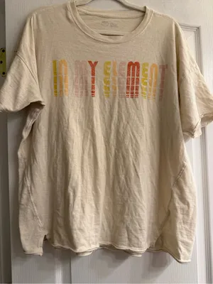 Aerie Tan Retro Graphic ‘In My Element’ Oversized Boyfriend T-Shirt - size M thumbnail 1