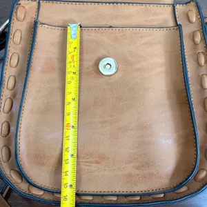 Mellow World Brown Vegan Leather Whipstitch Tassel Crossbody Saddle Bag thumbnail 8