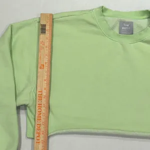 Aritzia TNA‎ Cozy AF Fleece Cropped Raw Hem Pullover Sweatshirt Green Size 2 XS thumbnail 8