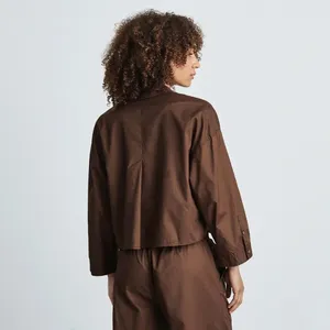 Everlane The Woven Boxy Chocolate PJ Everyday Casual Top Silky Cotton NWT M thumbnail 7
