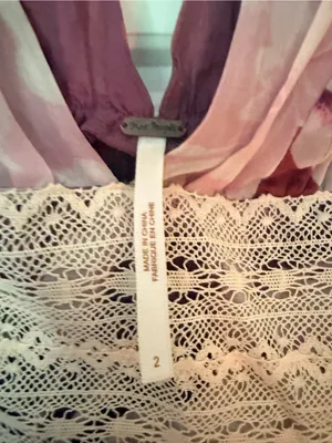 Free People Purple Floral Midi Dress with cream lace thumbnail 2