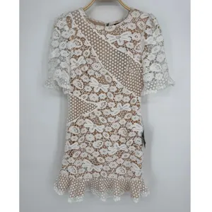 Lulus My Dearest White Lace Short Sleeve Mini Dress Medium White Bridal Cocktail thumbnail 3