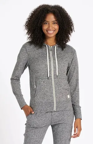 Vuori Women's Charcoal Zip-Up Hoodie grey color size small thumbnail 1