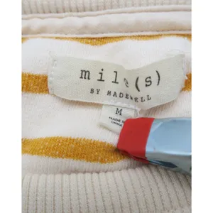 Mile(s) by Madewell Sweatshirt Womens Medium Yellow Ivory Striped Raglan Sleeve thumbnail 7