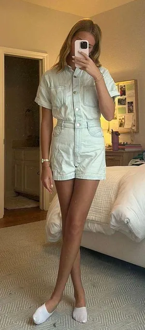 ZARA Light Wash Denim Romper thumbnail 1