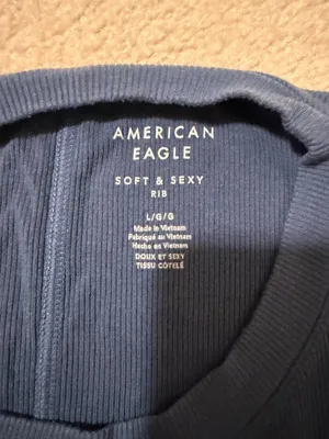 American Eagle Soft & Sexy Blue Oversized T-Shirt in Large thumbnail 5