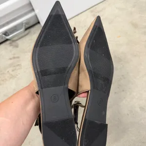 A New Day Camille Taupe Satin Pointed Toe Slingback Bow Flats Shoes Womens 8 thumbnail 3