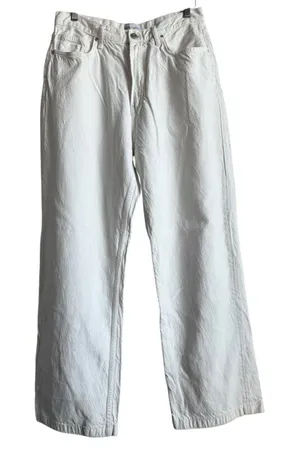 ZARA Women's White‎ High Rise Flare Wide Leg Denim Jeans Size 12 Classic Y2K thumbnail 1