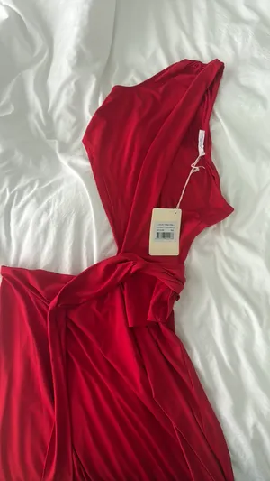 Pepper mayo Love Me Tie Maxi Dress Red thumbnail 4