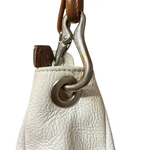 I Medici Firenze Italian White & Brown Genuine 100% Pebbled Leather‎ Handbag thumbnail 6