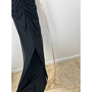 Lulus Amazing Presence Black Mesh Ruched Column Maxi Dress Long Formal Small NWT thumbnail 11