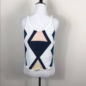 Somedays Lovin Tribal Knit Tank Top Scallop Hem Cotton Boho Size Small NWT thumbnail 6