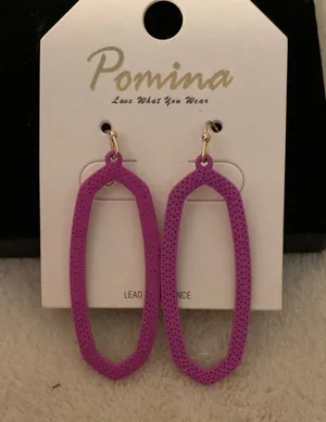 Pomina Purple Textured Open Oval Drop Earrings thumbnail 1