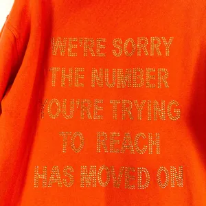 Boys Lie 1-800-Boys-Lie Remix Hoodie One Size Orange Rhinestone Embellishment thumbnail 5