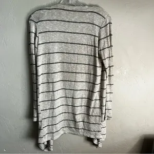 AEO Cream‎ Lightweight Striped Waterfall Open Front Cardigan thumbnail 5