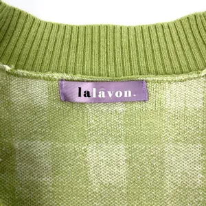 Lalavon Coordinated Set Checkered Crop Knit Sweater Set Green White Size Small thumbnail 13