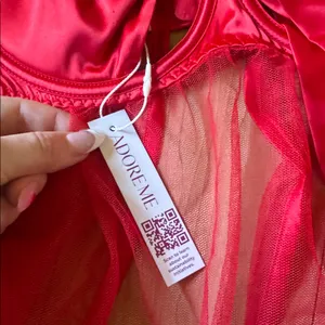 Adore Me Red Mesh Chemise with Satin Bow thumbnail 3