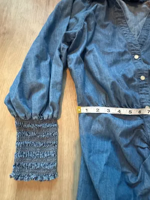 Veronica Beard Allie Ruched Chambray Mini Dress Denim Blue Buttons Collar Sz 2 thumbnail 8