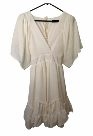 ChicMe white mini dress romantic silhouette short sleeve thumbnail 1