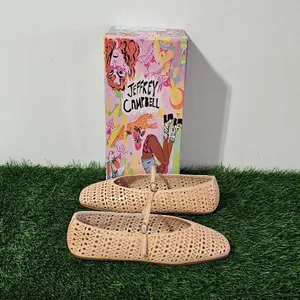 Jeffrey Campbell KHLOE Perforated Square Toe Flat - Beige - Women's Size 8 thumbnail 4