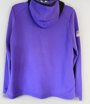 Nike Dri Fit Full Zip Hoodie Team USA Swoosh Logo Purple Small thumbnail 4