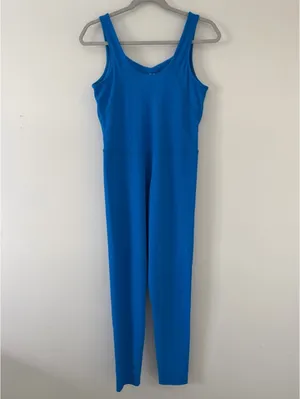 NWT-Rae Mode Ribbed Fitted V-Neck Jumpsuit 7/8 Length Sonic Blue size Large thumbnail 4
