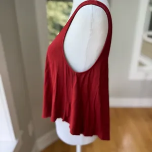 American Eagle Outfitters Rusty Red Low Scoop Back Loose Fit Crop Tank Sz Small thumbnail 3