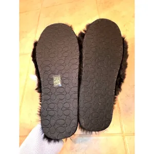 Coach Zoe Faux Fur Slippers‎ Black Tassel Logo Slide FG3148 Womens 6 B New thumbnail 4