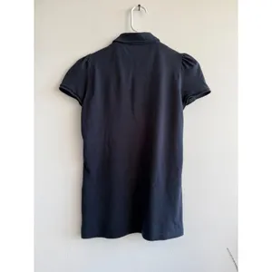 Burberry Brit Womens Navy Blue Puff Sleeve Polo‎ Shirt Peter Pan Collar Size S thumbnail 3