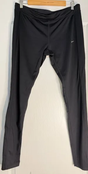 Nike Black Dri Fit Athletic Pants with Small Silver Swoosh, Size XL thumbnail 1