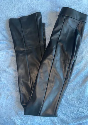 Leather ZARA Faux Pants Black High-Rise thumbnail 2