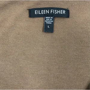EILEEN FISHER Cowl Neck Jersey Knit Midi Dress Sz L Brown Coastal Relax Made USA thumbnail 7