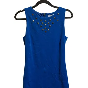 Belle Badgley Mischka Blue Studded Sleeveless Sheath Dress‎ Size 2 thumbnail 2