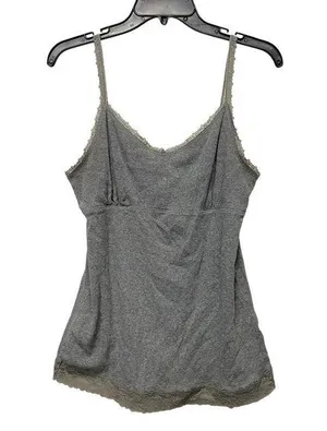 Faded Glory Cami Top Lace Trim Organic Cotton Blend Gray Tank Top Large Milkmaid thumbnail 1