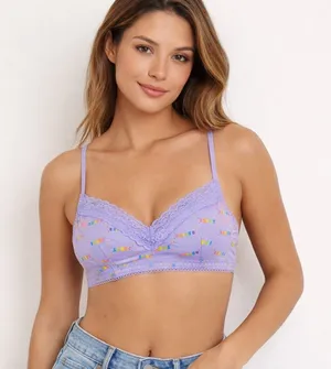 Savage X Fenty Cotton Essentials Lace-Trim Bralette Size S NWT thumbnail 1