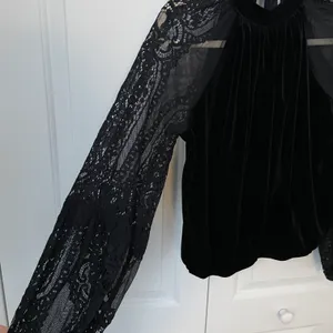 Free People Lace & Velvet Sleeve Dream Team Top thumbnail 6
