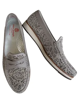 EUC Marc Joseph Leather Chambers Street Loafers Grey Size 6.5 thumbnail 1