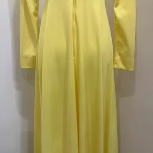Vintage 1970s Victorian Edwardian Revival Yellow Lace Neck Maxi Dress Costume XS thumbnail 11
