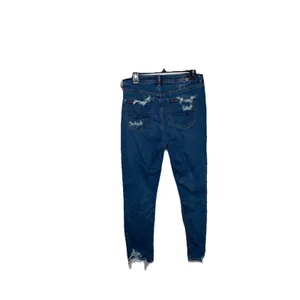 American Eagle Mom Strigid Jean Blue Jeans High Rise Distress Denim Sz 10 Womens thumbnail 5