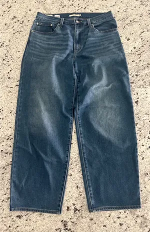 Levi's Premium Baggy Dad Jeans Womens 30x30 Mid Rise Wide Leg Medium Wash thumbnail 1
