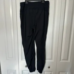 CRZ YOGA Joggers Pants Womens L 12 Black Dance Studio Striped Ruched Pockets 30" thumbnail 3